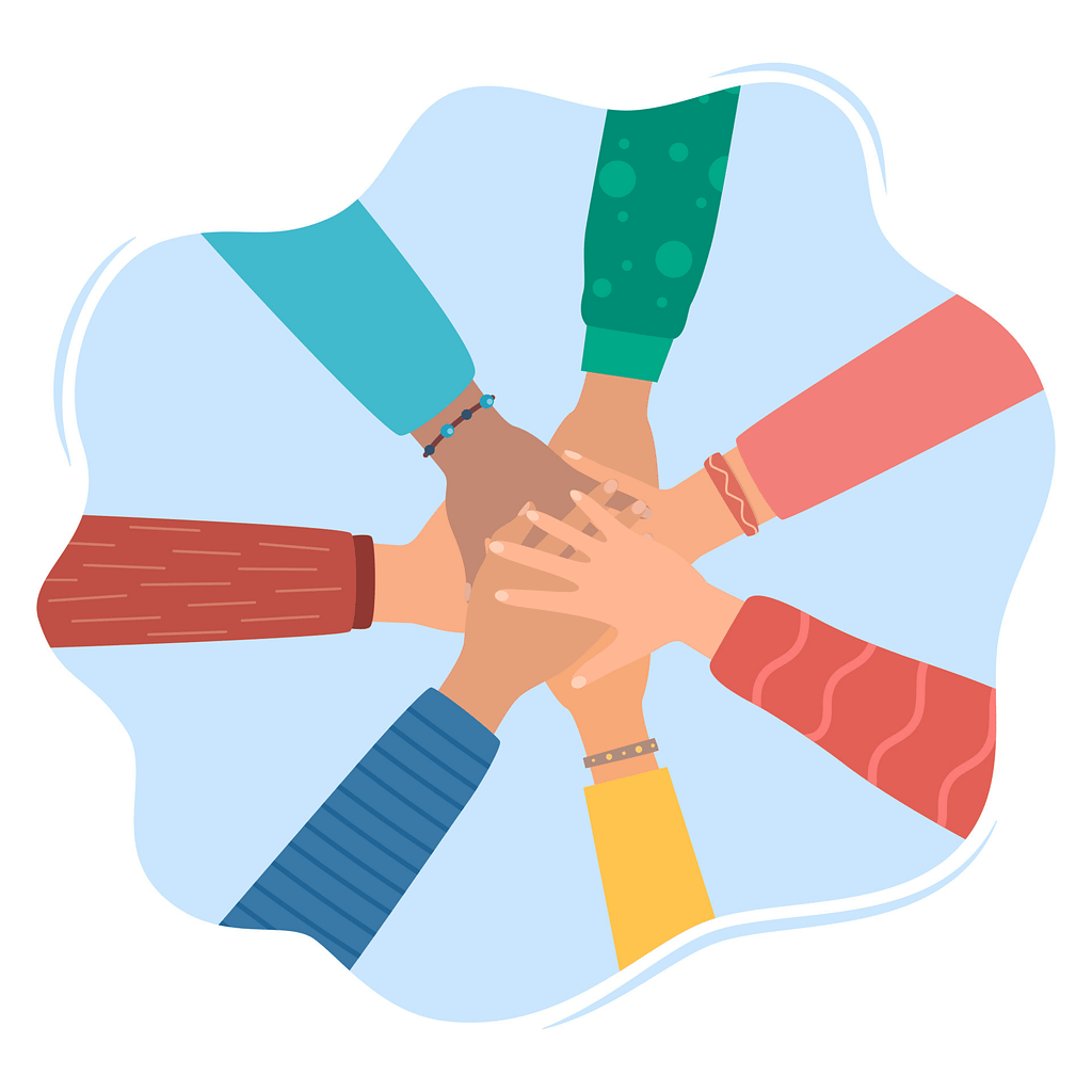 together-illustration-vector image of many hands together
