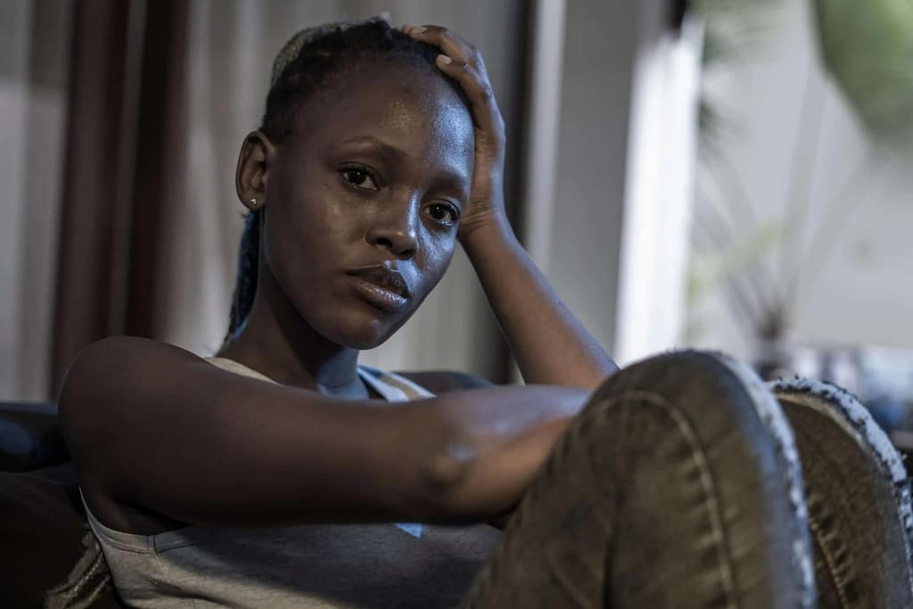 A black homeless woman