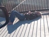 Sleeping and hoping at the shelter Homeless male waiting