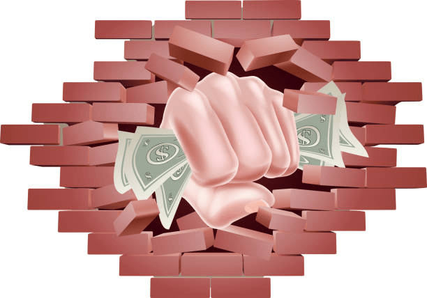 istockphoto-1811473172-612x612 An image of a hand bursting thru a brick wall holding money