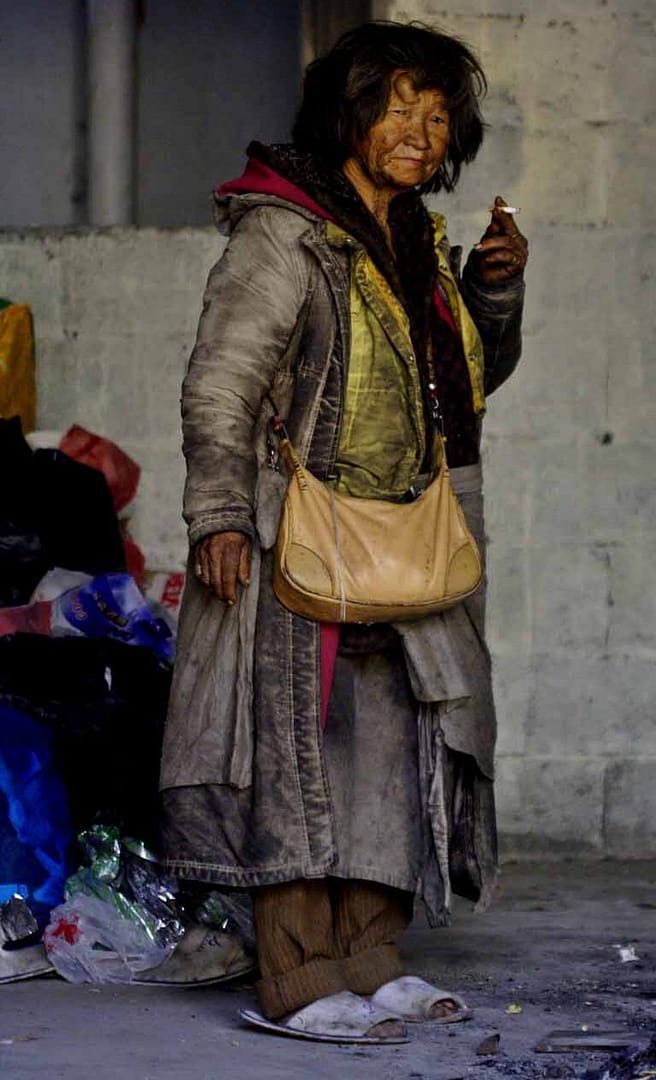 Older homeless woman